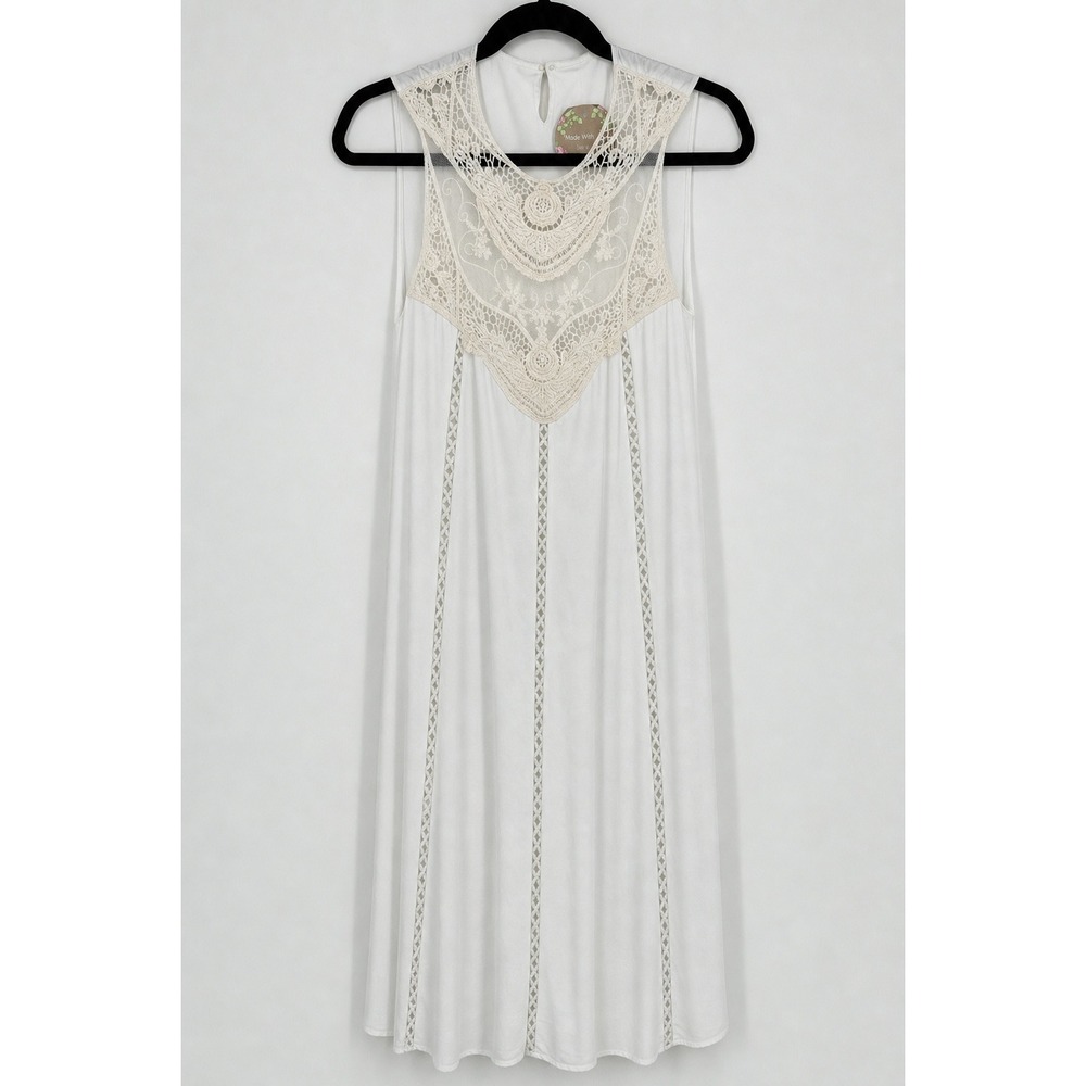 Figleaf Fashion Boutique Small Boho Lace Crochet Sleeveless Tunic Dress NWT